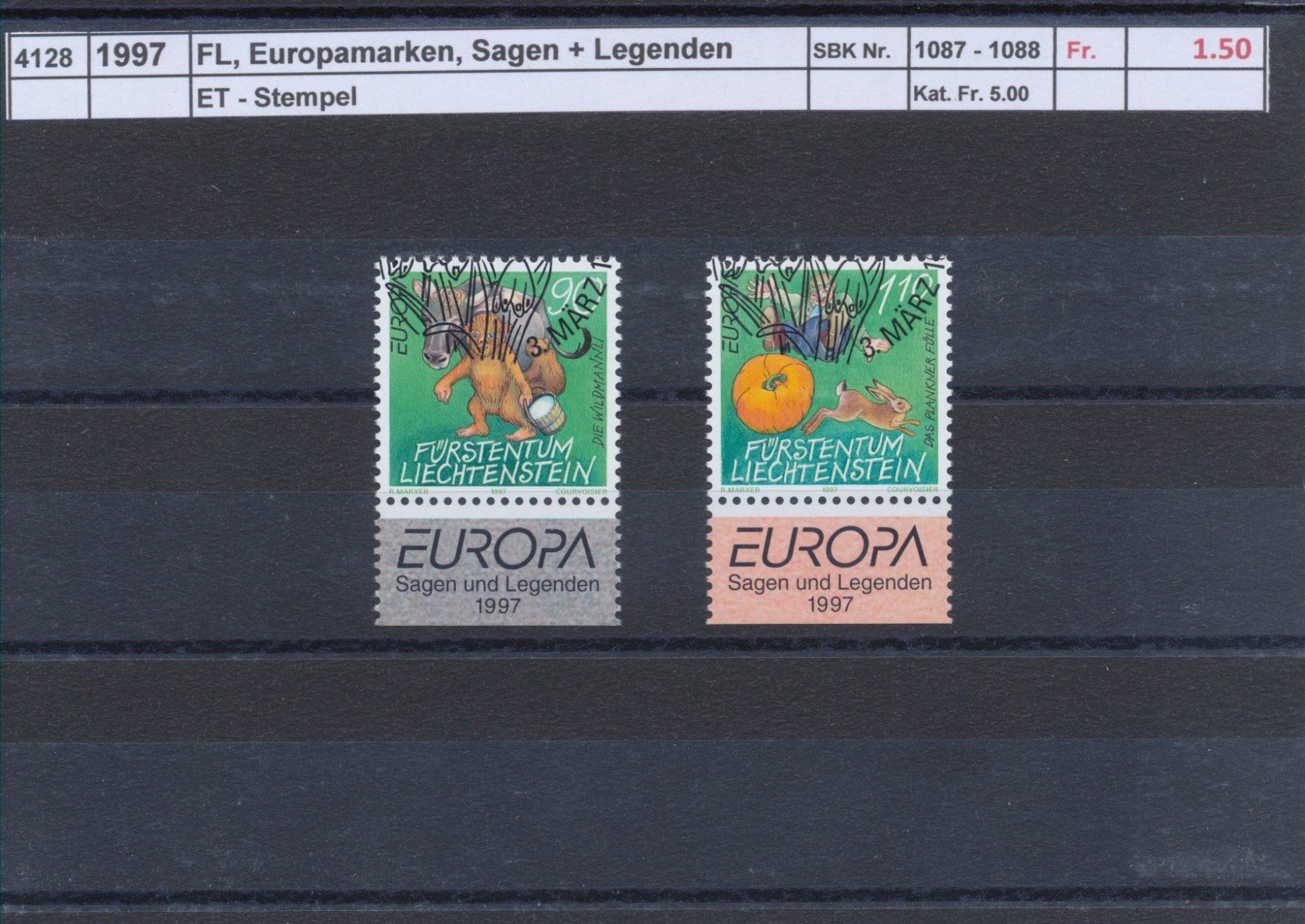 Tutti i francobolli: 1997 FL, "Europamarken", ET - Stempel – Usato da Winterthur venduto da Zupogeru