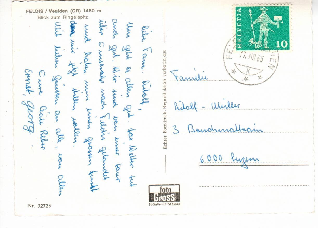 Cartoline postali: Feldis / Veulden – Usato da Wolhusen venduto da Curver9 1