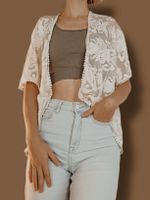 Sommerliche, leichte Kimono-Jacke, weiss, Gr. S/M