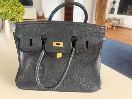 Handtasche schwarz Leder 36x30x16 cm