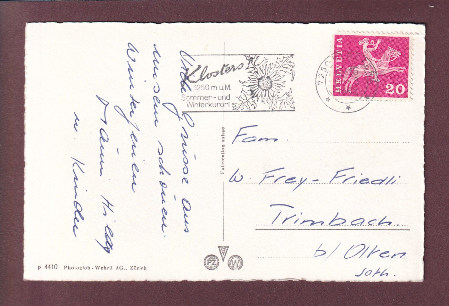 Cartoline postali: KLOSTERS - 5 Bilder - 1968 – Usato da Pully venduto da nicecards 1