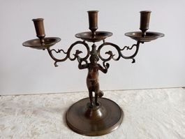 Antiker Kandelaber Bronze "Frau" Dreiflammig 3400 Gramm
