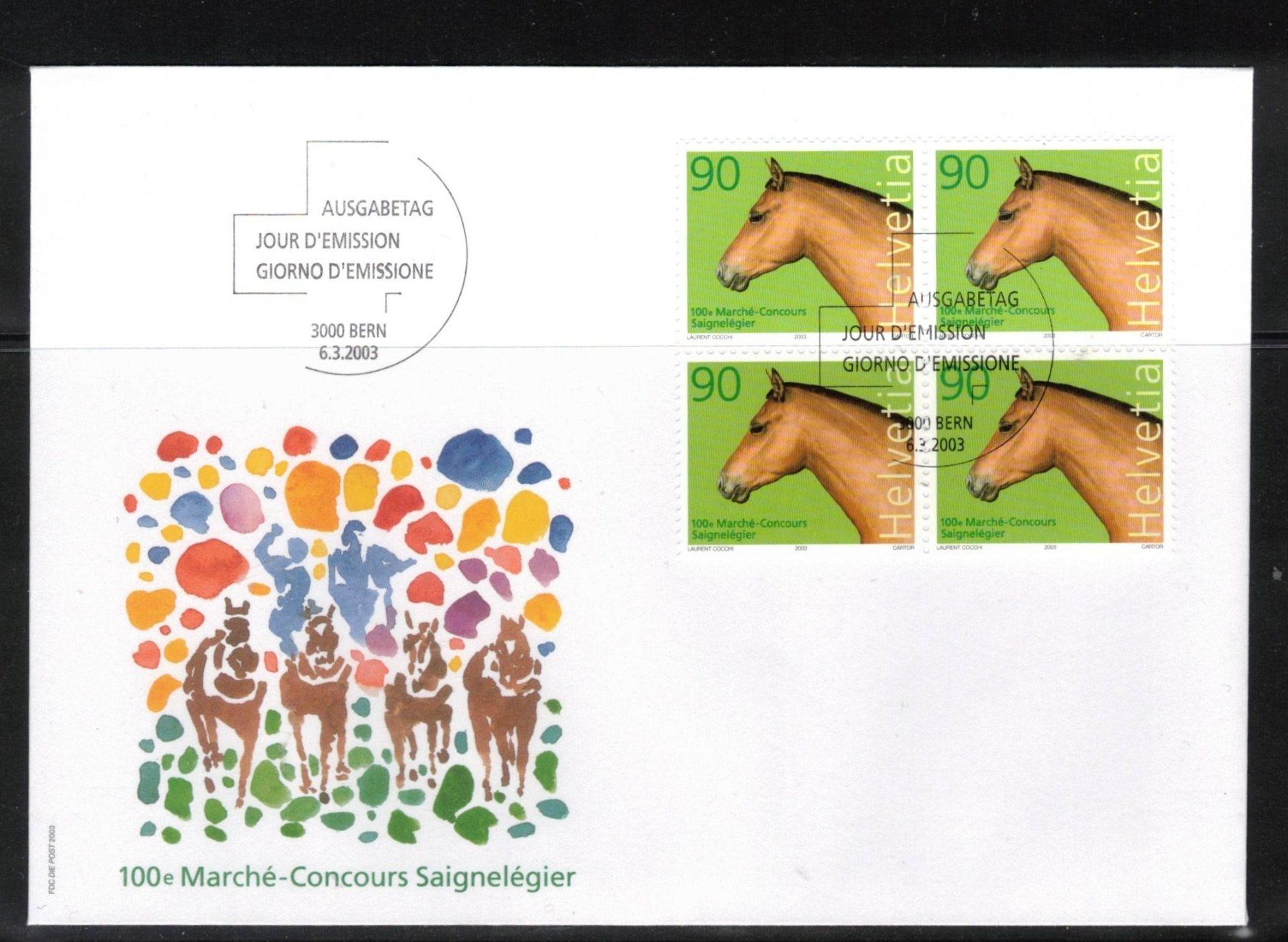 Alle Briefmarken: 2003  FDC 4er Saignelégier aus ABO – Neu (gemäss Beschreibung) aus Rheinau von loxis