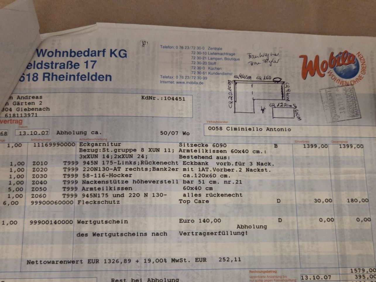 Sofas: Hochwertige Eckcouch / Sofagarnitur in Beige inkl. Hocker – Gebraucht aus Möhlin von Azbi 6