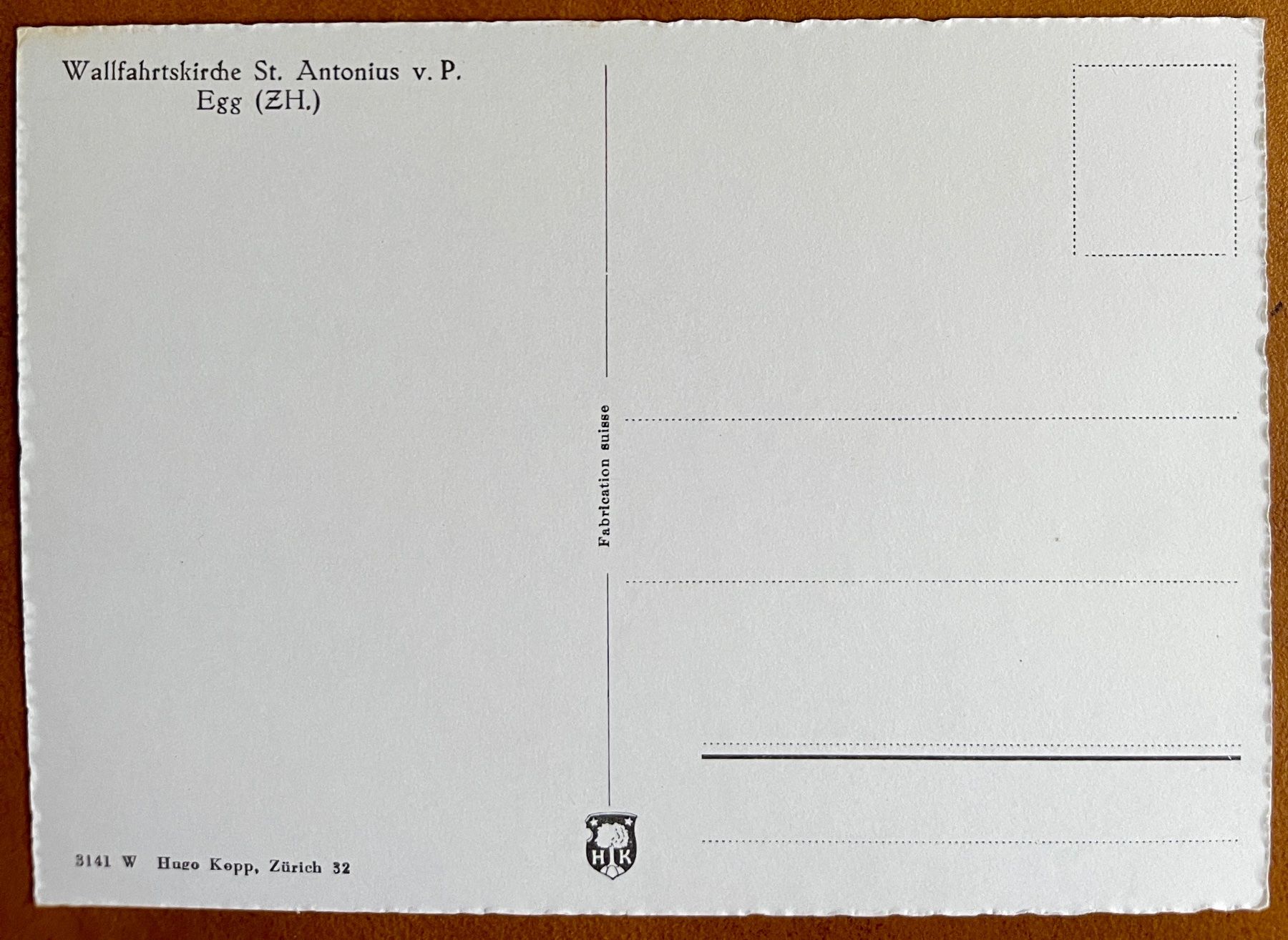 Cartoline postali: AK:  EGG  (ZH)  Wallfahrtskirche St. Antonius v. P – Usato da Lutry venduto da Ediego 1