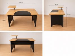 Schreibtisch mit Aufsatz Bürotisch 140x80x91cm Holz/Schwarz