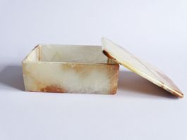 Kleine Vintage Schmuckdose, Onyx Schatulle, Schmuckschatulle