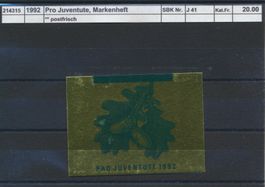 1992 Pro Juventute, Markenheftchen, ** postfrisch