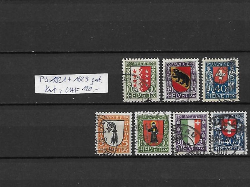 Tutti i francobolli: PJ 1921 + 1923 gest. Kat: CHF 120.- – Usato da Basel venduto da Ilp