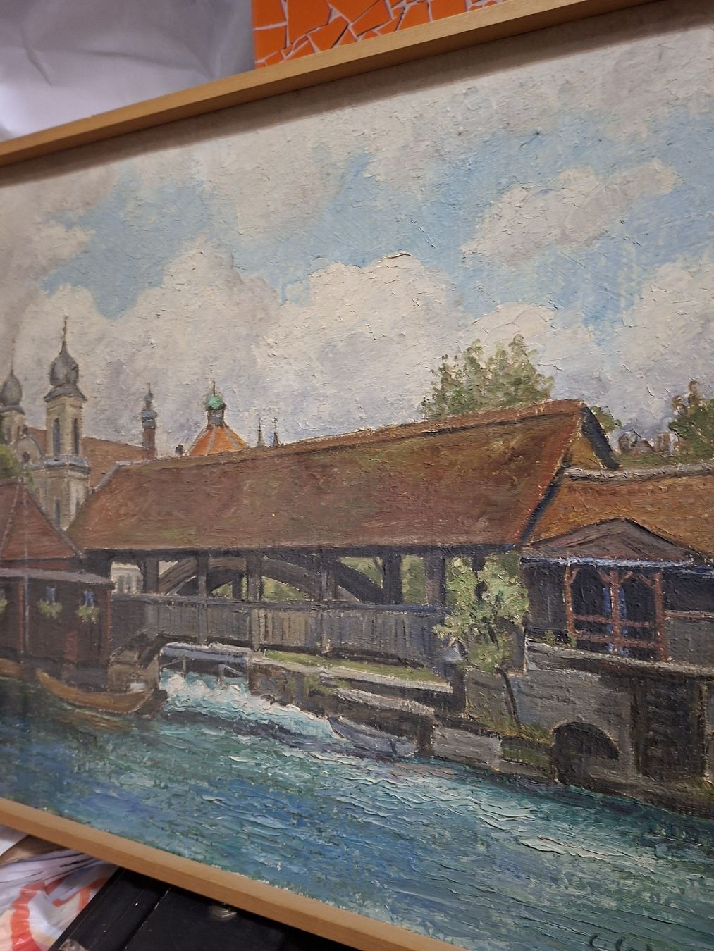 Dipinti: Gemälde "Brücke Luzern" von C. Sodeur,  – Usato da Grossdietwil venduto da hufi10 1