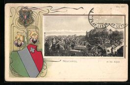 Präge-AK Neuchâtel, Panorama et les Al