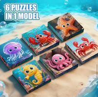 Puzzle-Magnetisch-Tiere- 6 Puzzles in einem Block-kognitiv