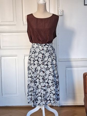Vintage Rock Blumen Knöpfe Blau Gr. XS