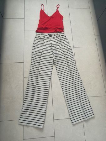 Weekend Max Mara Marlenehose Gr. 34-36, 71% Leinen,Schwarz-W