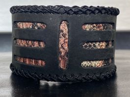 ArmBand aus echtem Büffel Schlang Leder Schwarz
