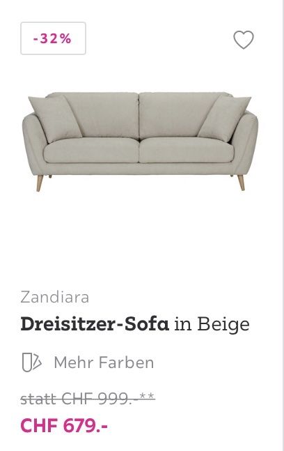 Sofas: Sofa 3-Sitzer hellgrau/ beige – Gebraucht aus Horw von AnnieBee 3