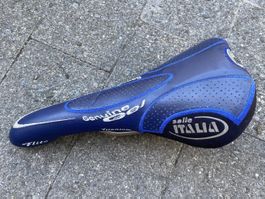 Sattel Selle Italia Flite Genuine Gel blau Titan gut