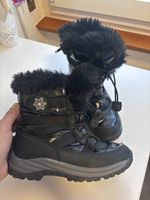 Schwarze Winterstiefel mit Fellrand, Grösse 32