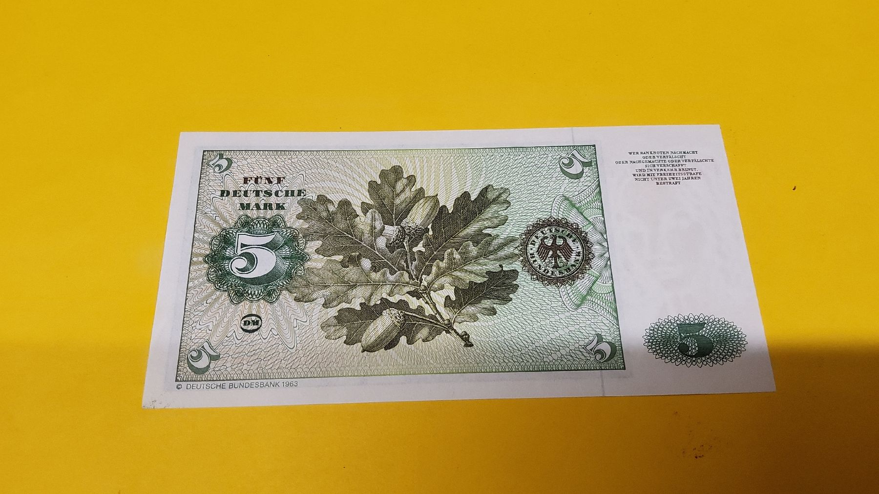 Banconote: 5 Deutsche Mark 1960 banknote 1980  – Nuovo e nell'imballaggio originale da Herisau venduto da Nluanalucas 1