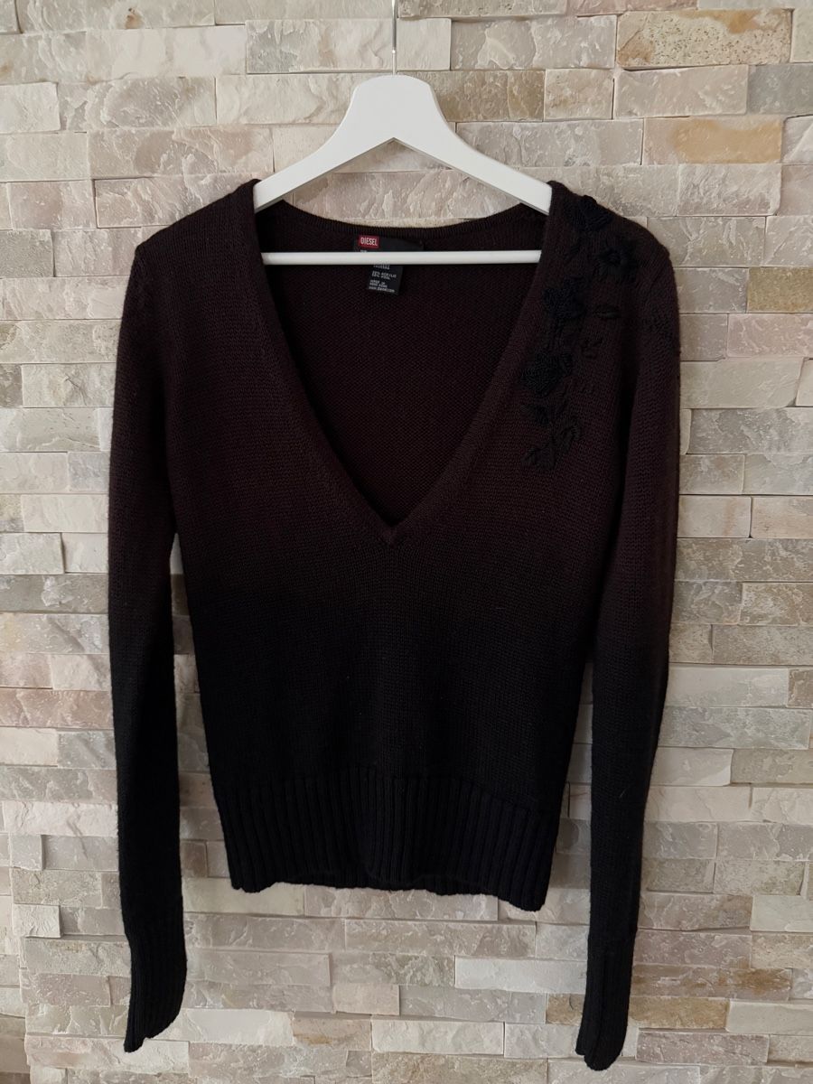 Diesel Pullover & Sweatshirts: Damen Diesel Strickpullover Gr. M schwarz V-Ausschnitt Stick – Gebraucht aus Zürich von JOD213 5