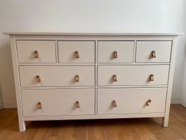 Ikea Hemnes Kommode weiss mit Ledergriffen gebr. Zustand