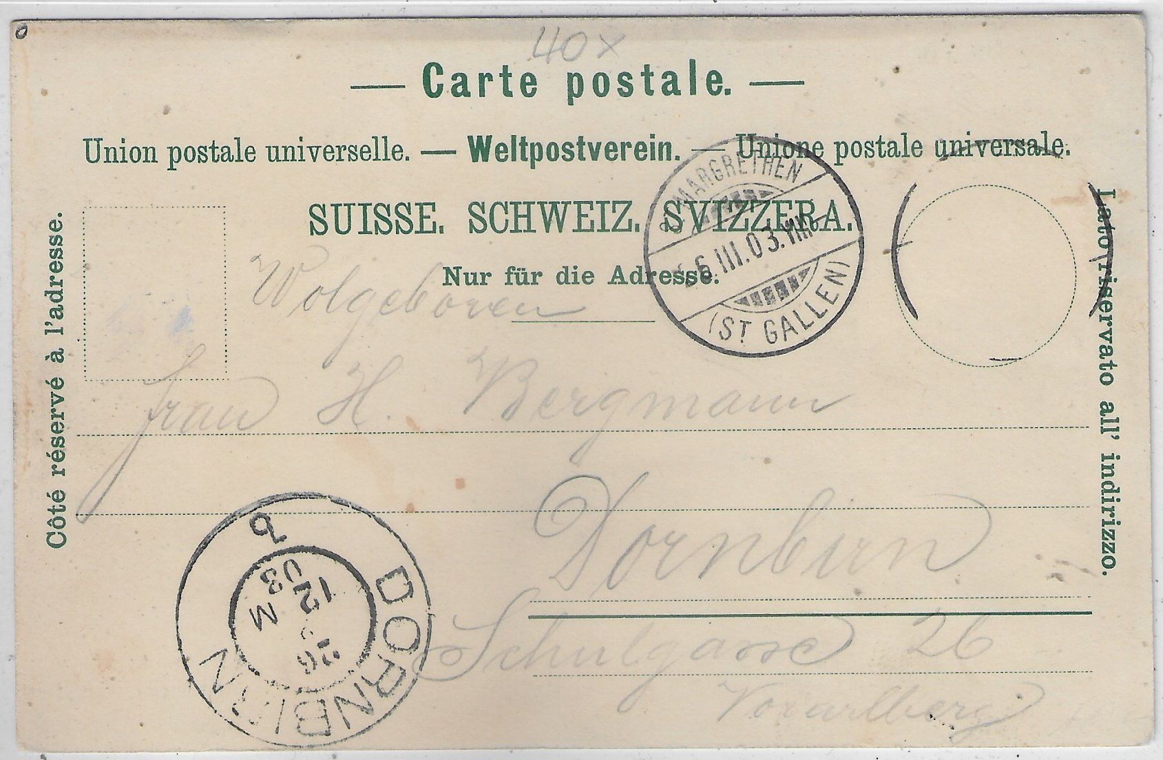Ansichtskarten: Gruss aus Walzenhausen - Litho 1903 – Gebraucht aus Ettingen von Kartenplanet 1