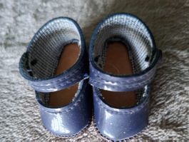 Vintage Puppenschuhe, blau, sehr klein, neu