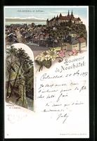 Litho Neuchatel, Vue generale et Chateau