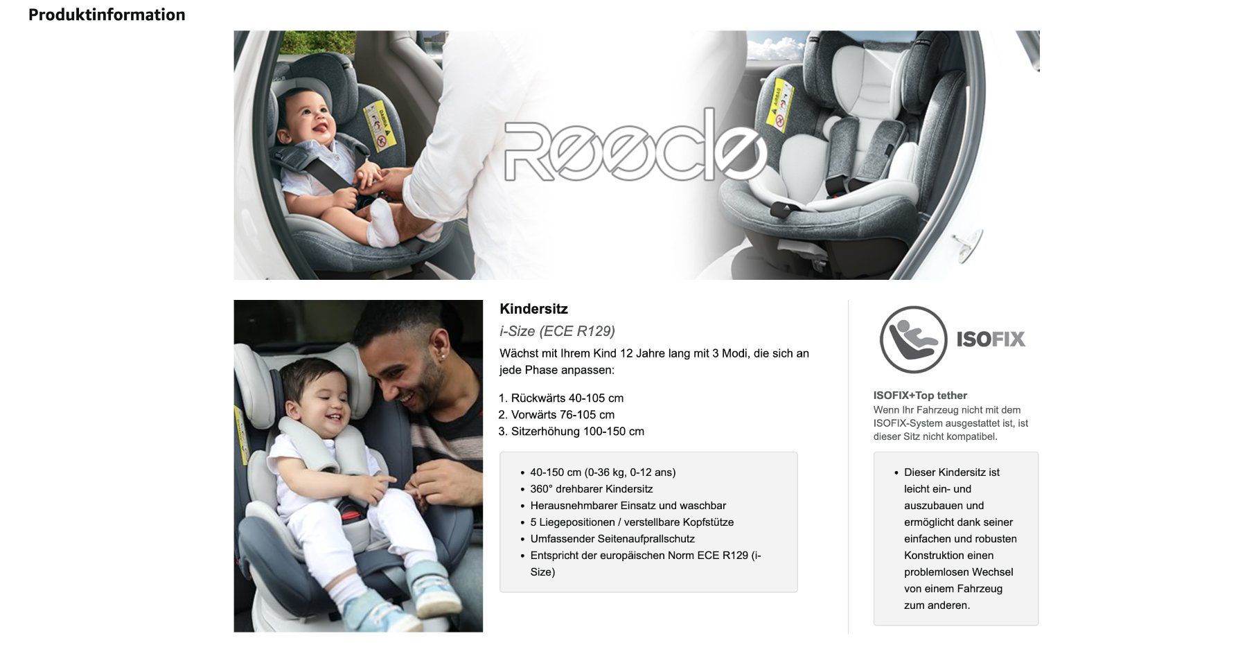 Seggiolini per auto: Kindersitz 360 Drehbar mit ISOFIX 40-150cm NEU – Nuovo (secondo la descrizione) da Aarburg venduto da Qin3ze 3
