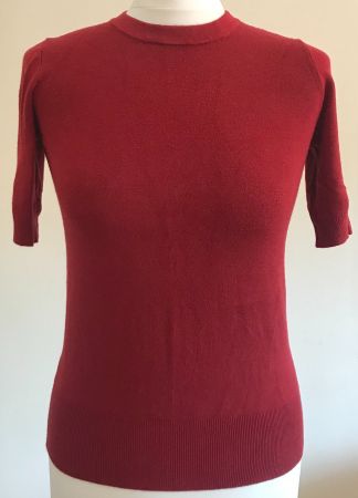 Zara burgundy knit short sleeved top S