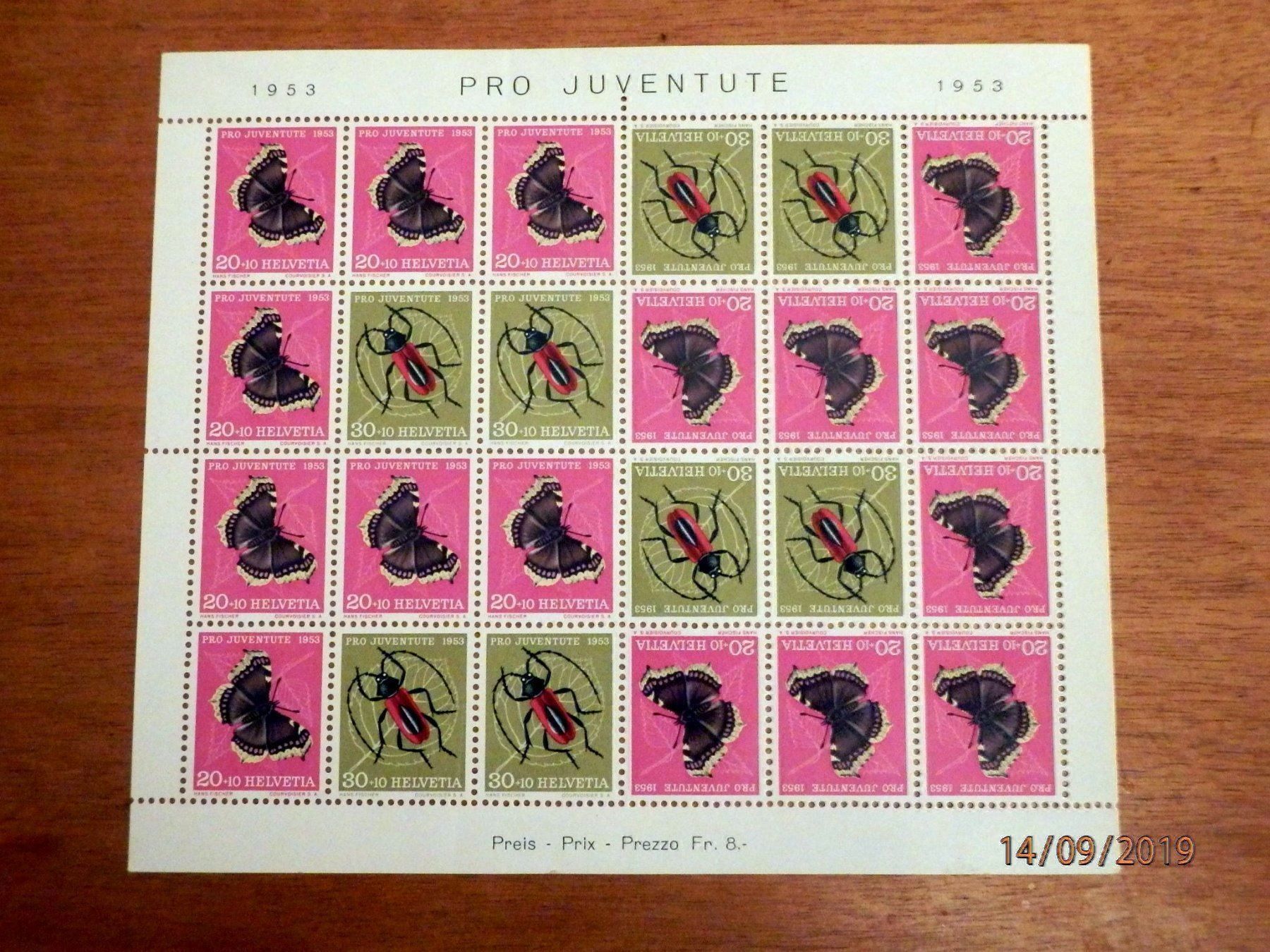 Alle Briefmarken: JOZ41 1953, Kehrdruckbogen, postfrisch – Neu (gemäss Beschreibung) aus Ueberstorf von dinbau