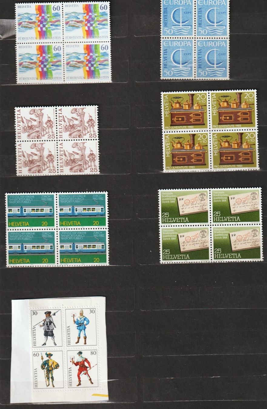 Alle Briefmarken: BRIEFMARKENSAMMLUNG, 7 x 4er Block, postfrisch – Neu (gemäss Beschreibung) aus Zürich von Vinyl