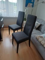 2 od 3 Stühle sehr gepflegt, anthrazit, hohe Lehne, Holzbein