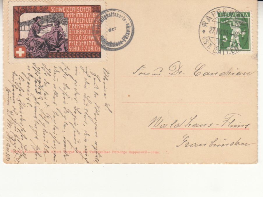 Cartoline postali: Rapperswil 1916 mit Vignette Tuberkulose – Usato da Bürglen TG venduto da StampGraf 1
