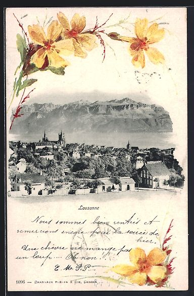 Cartoline postali: Lausanne, Ortsansicht mit Bergpanorama – Usato da Berlin venduto da bartko-reher