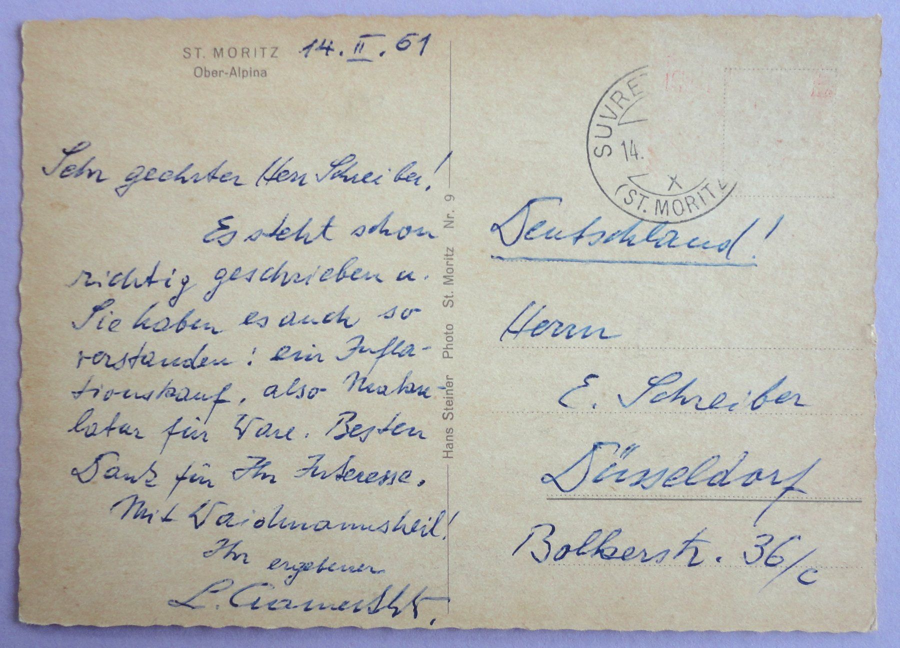 Cartoline postali: St. Moritz, Ober-Alpina – Difettoso da Fétigny venduto da Billy2miny 1