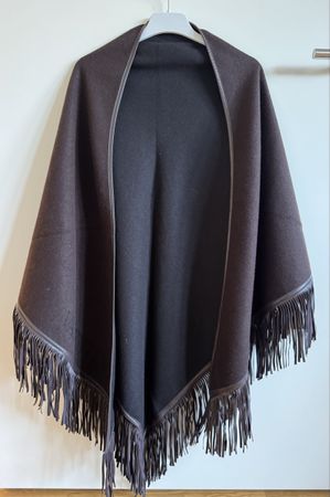 Poncho Valentino Cachemire/Cuir Franges, Taille U