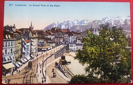 Lausanne. Le Grand Pont et les Alpes 1916