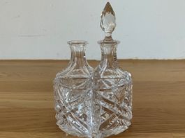 Vintage-Menage für Essig und Öl aus Kristallglas