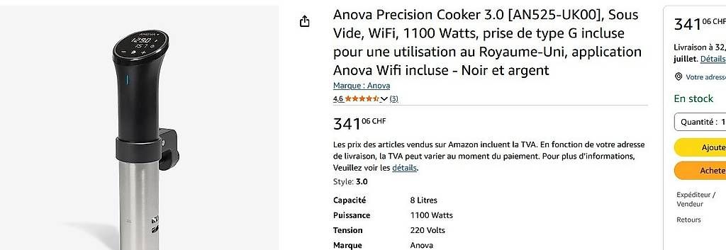Appareils de cuisine: Anova sous-vide Precision Cooker Wifi – D'occasion à Erde par zakleblanc 4