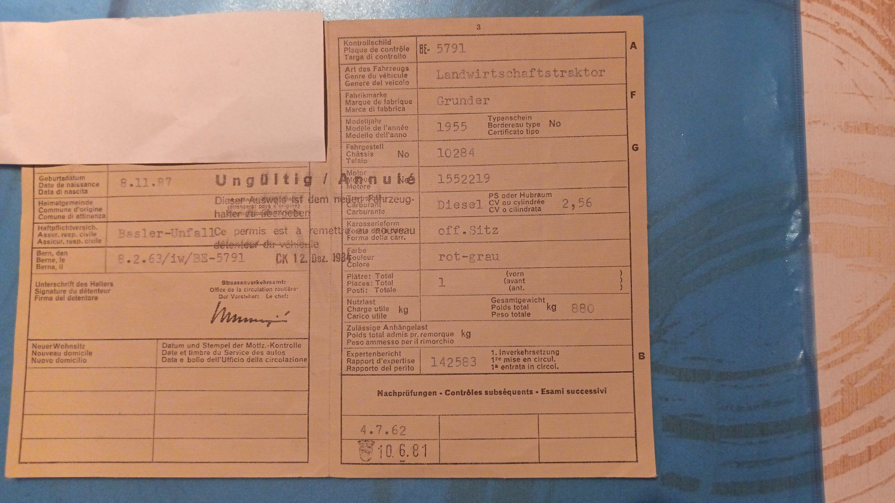 Grunder Trattori: Oldtimer  Grunder Traktor  Jg. 1955 – Usato da Eptingen venduto da Hehoep 8