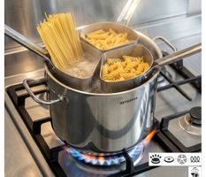 Groser Pasta Kochtopf mit 3 Einsätzen, Edelstahl, Induktion,
