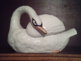 Grand cygne en faïence - Cache-pot ancien, début XXe