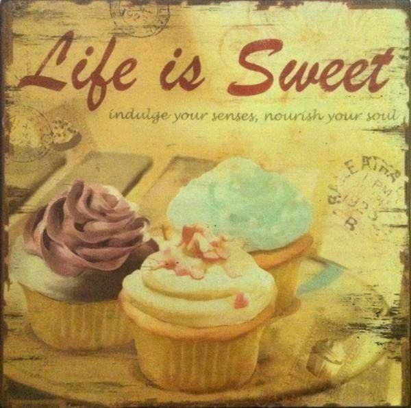 Insegne: Blechschild rustikal - LIFE IS SWEET - 30 X 30 CM – Nuovo e nell'imballaggio originale da Rupperswil venduto da big-one-sale