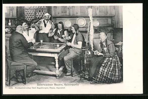 Cartoline postali: Unterwalden, Unterwaldner Bauern bei ein – Usato da Berlin venduto da bartko-reher