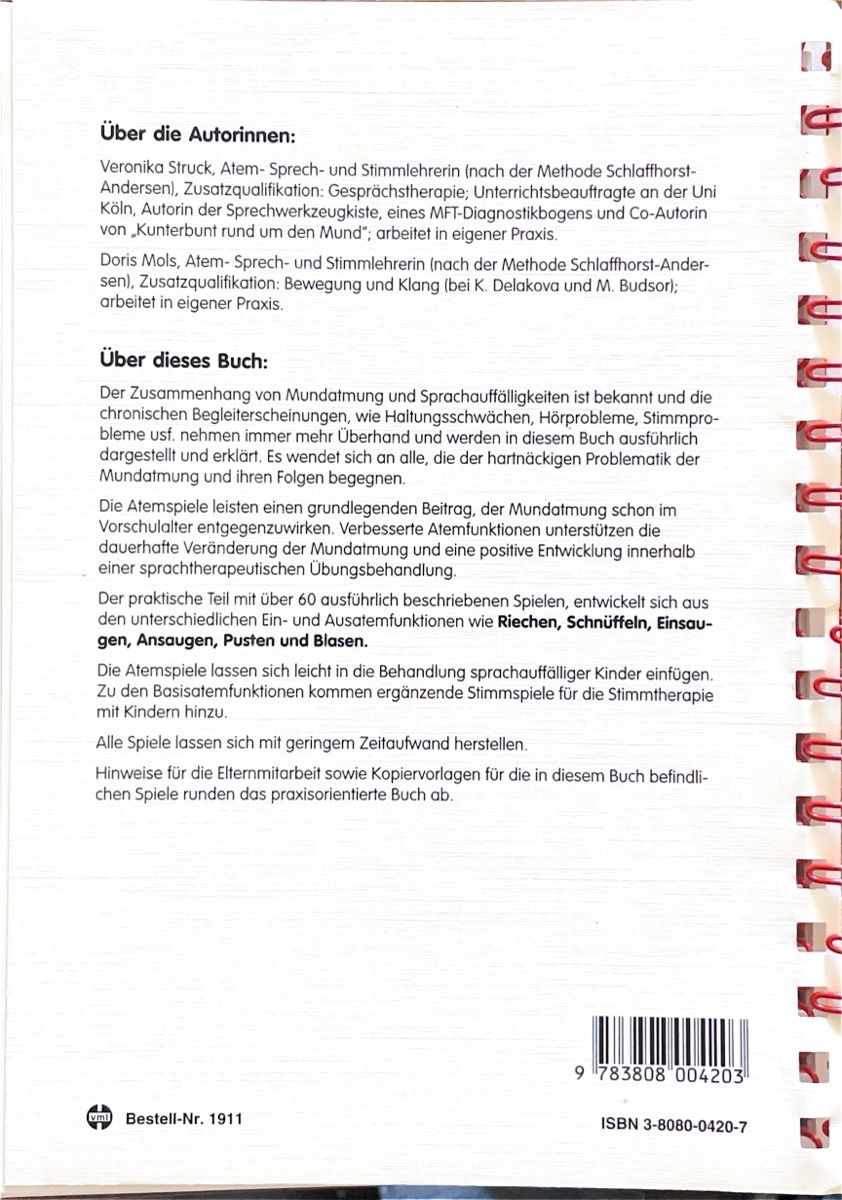 Bücher: Atem-Spiele / Veronika Struck /Doris Mols – Gebraucht aus Müllheim Dorf von eve_ps6f 1