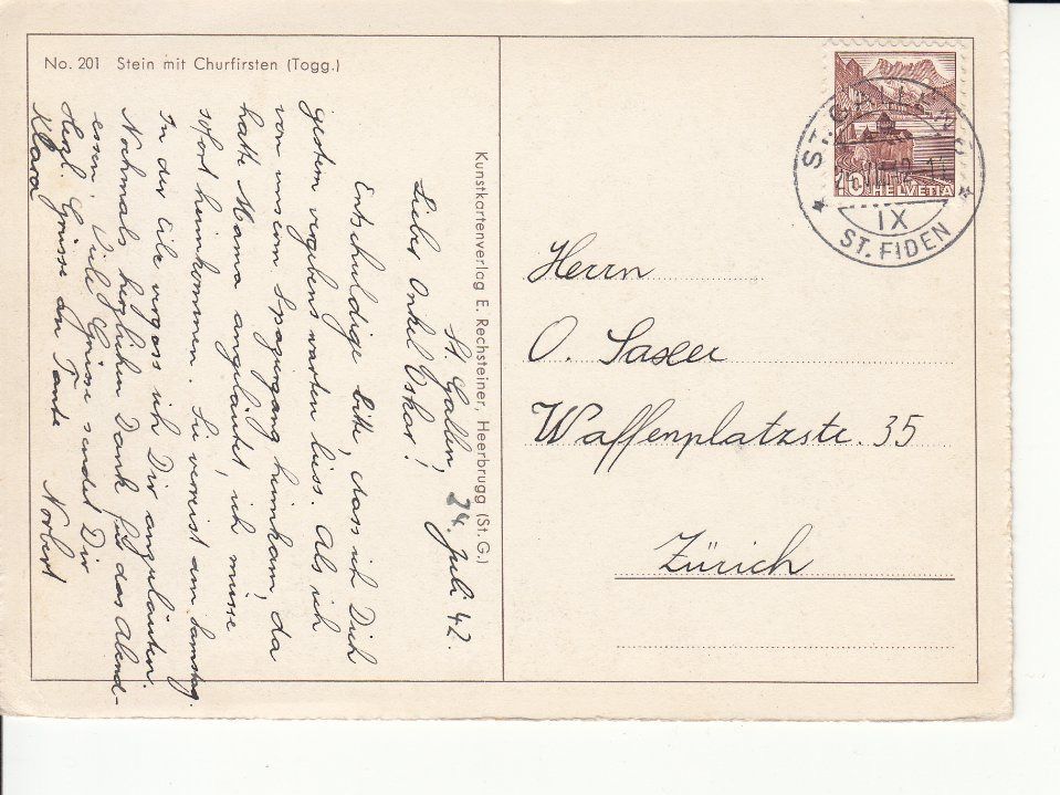 Cartoline postali: Stein 1942 – Usato da Bürglen TG venduto da StampGraf 1