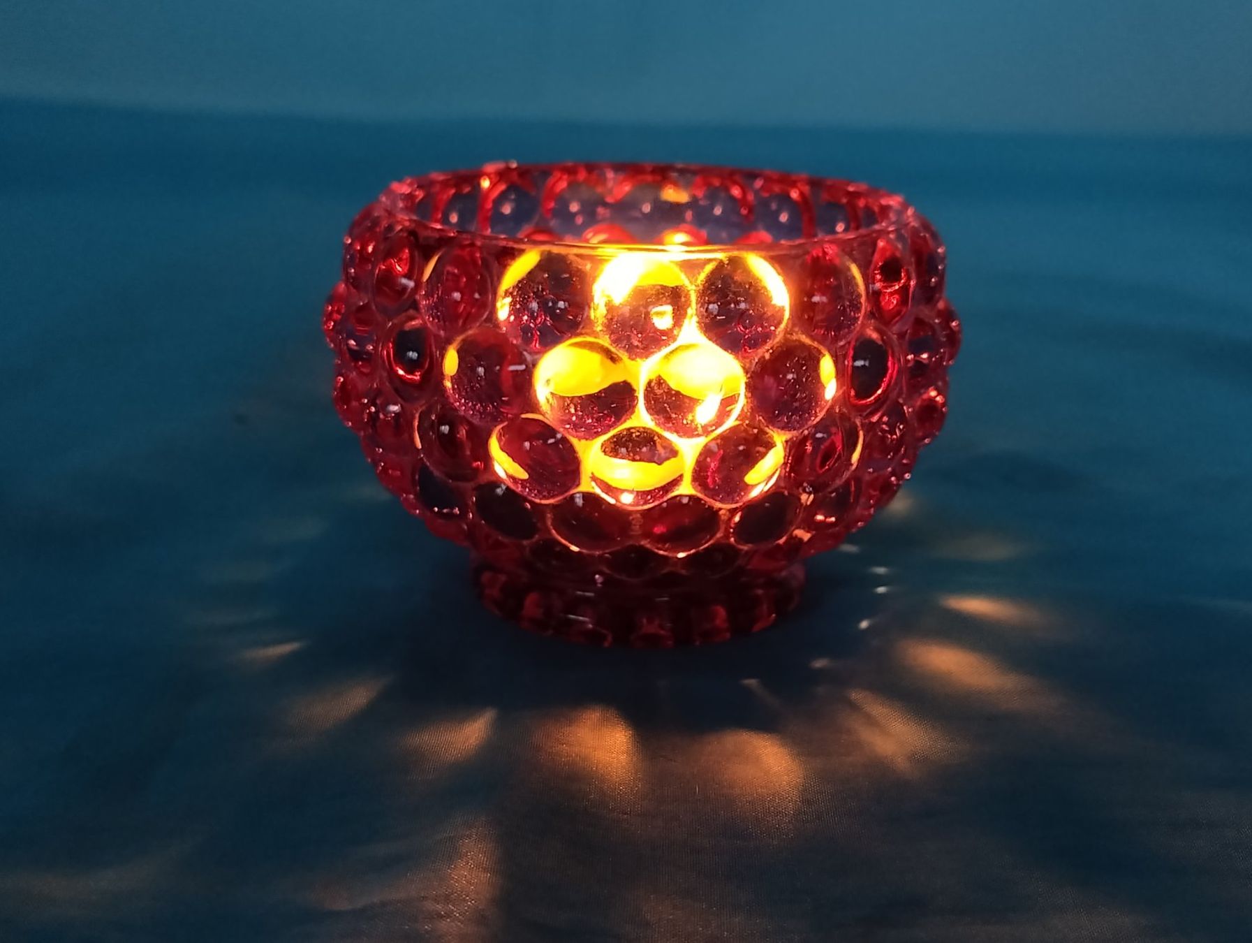 Kerzenständer: Teelicht rosa mit Noppen, Glas – Neu (gemäss Beschreibung) aus Bellach von JingleCherry 4