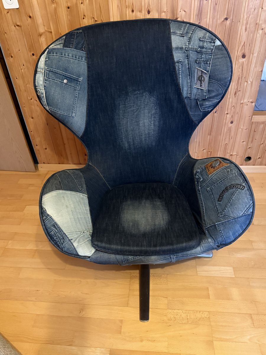 Poltrone: Moderner Retro Drehsessel aus Jeansstoff – Nuovo (secondo la descrizione) da Scherz venduto da Jennifer1977