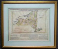 Kupferstich MAP OF NEW YORK, 1823, gerahmt unter Glas